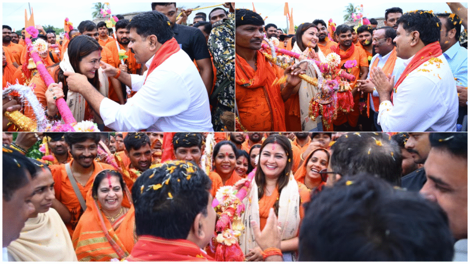 उपमुख्यमंत्री विजय शर्मा ने अमरकंटक से बाबा भोरमदेव मन्दिर 151 किलोमीटर की कावड़ यात्रा पर निकले पंडरिया विधायक भावना बोहरा और शिवभक्तों का पांडातराई में आत्मीय स्वागत